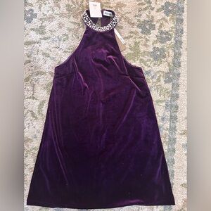 NWT purple velvet halter dress